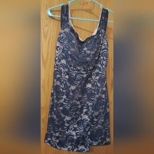 Elegant Lace Dress - Navy Blue